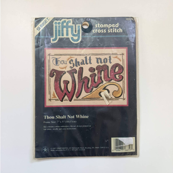 Vintage Jiffy "Thou Shalt Not Whine" Stamped Cross Stitch Kit from Dimensions - Picture 1 of 6